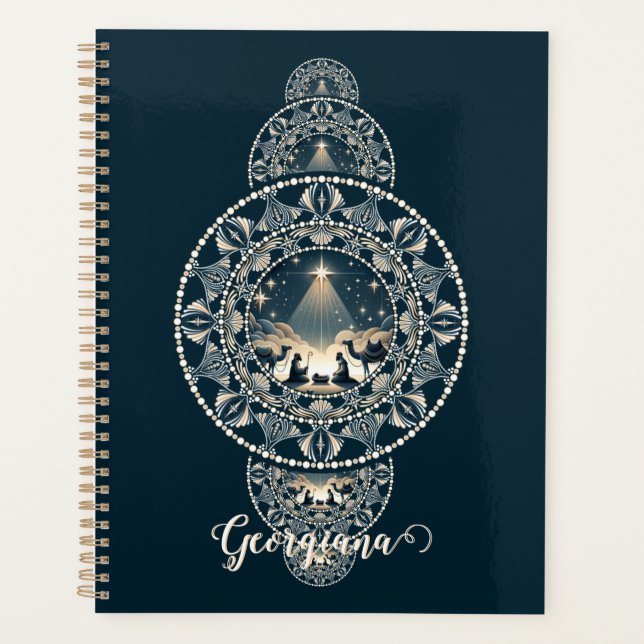 Custom Name Holy Star of Wonder Ornamental Mandala Planner (Front)