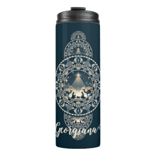 Custom Name Holy Star of Wonder Ornamental Mandala Thermal Tumbler