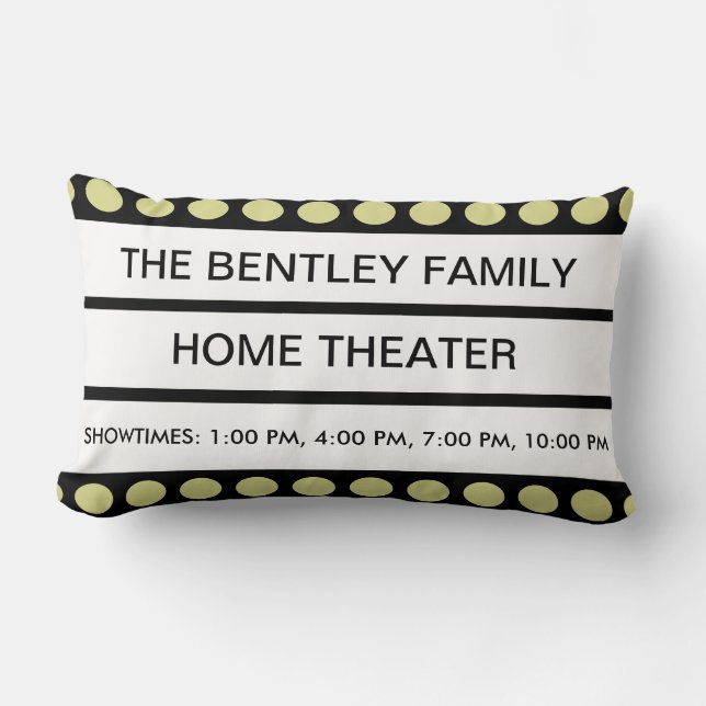 Custom Name Home Movie Theatre Marquee Personal Lumbar Cushion (Front)