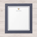 Custom Name Honey Bee on Navy Blue Notepad<br><div class="desc">Bumble Bee Personalised Stationery Notepad - Elegant writing paper pad with a navy blue border,  watercolor honey bee and custom name template.   Navy Blue Apiary Note Pad Paper</div>