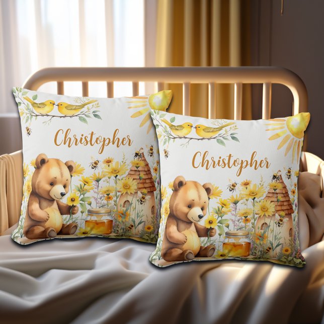 Custom Name Honey Bees Teddy Bear Cushion (Creator Uploaded)