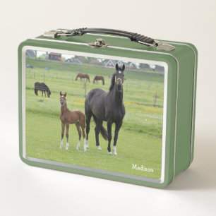 Custom Name Horses Metal Lunch Box