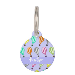 Custom name hot air balloon blue pet tag