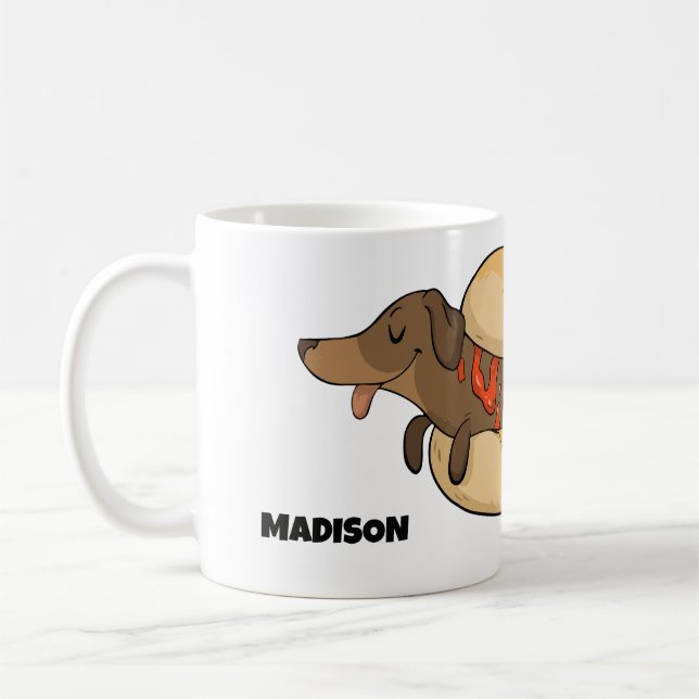 Custom Name Hot Dog Coffee Mug (Left)