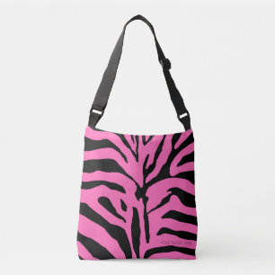 Custom name hot pink zebra skin vector crossbody bag