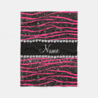 Custom name hot pink zebra stripes black glitter