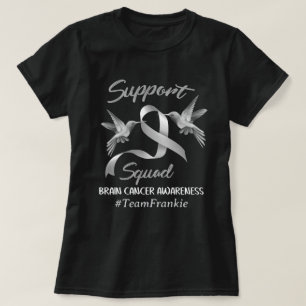 Custom Name Hummingbird Brain Cancer Support Squad T-Shirt