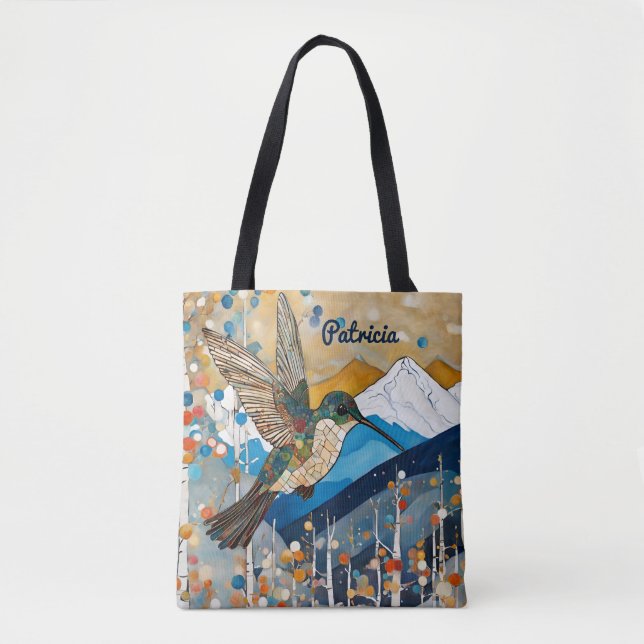 Custom Name Hummingbird  Tote Bag (Front)