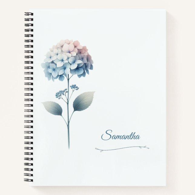 Custom Name Hydrangea Notebook (Front)