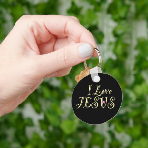 Custom Name ‘I Love Jesus’ Christian Quote Key Ring