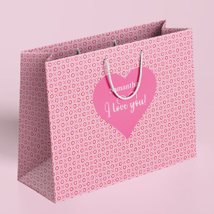 Custom Name I Love You Valentine Hearts Gift Bag