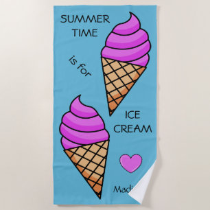 Custom name Ice Cream beach towel