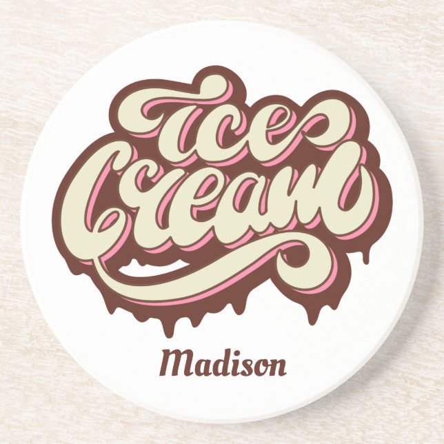 Custom name Ice Cream coaster (Front)