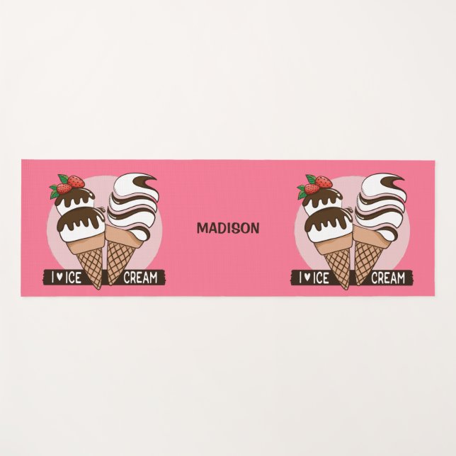Custom name Ice Cream Lover's double-sided Yoga Mat (Front (Horizontal))
