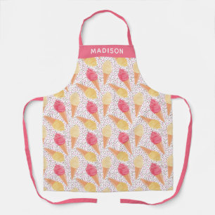 Custom name Ice Cream Pattern aprons