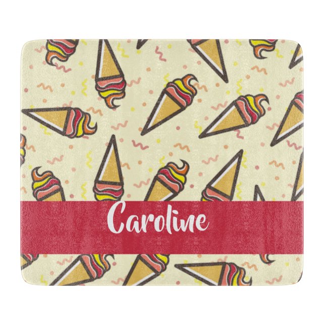 Custom name ice cream pattern cutting board (Front)