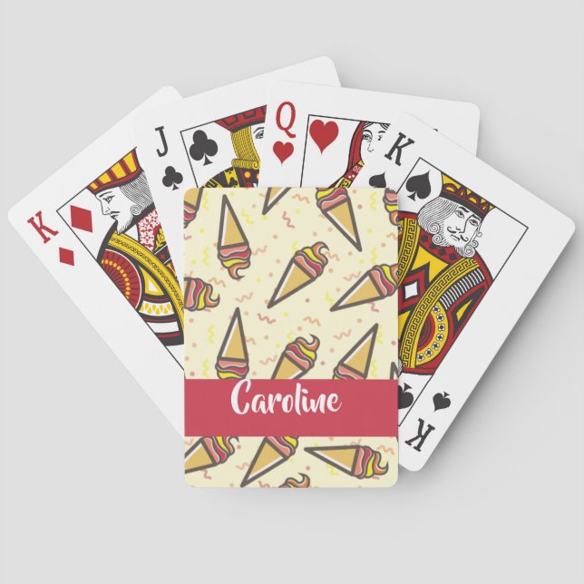Custom name ice cream pattern playing cards (Back)