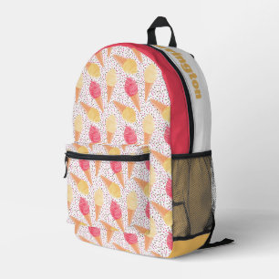 Custom Name Ice Cream Pattern Printed Backpack