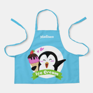 Custom Name Ice Cream Penguin Apron