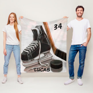 CUSTOM NAME ICE HOCKEY FLEECE BLANKET