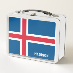Custom Name Iceland Flag Metal Lunch Box