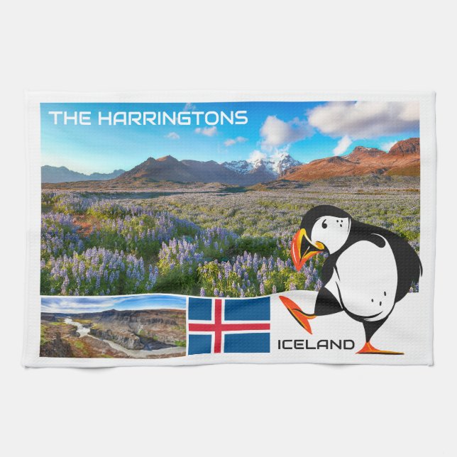 Custom Name Iceland Tea Towel (Horizontal)