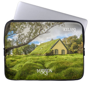 Custom Name Icelandic Turf Church Laptop Sleeve