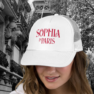 Custom Name In Paris Matching Bachelorette Party Trucker Hat