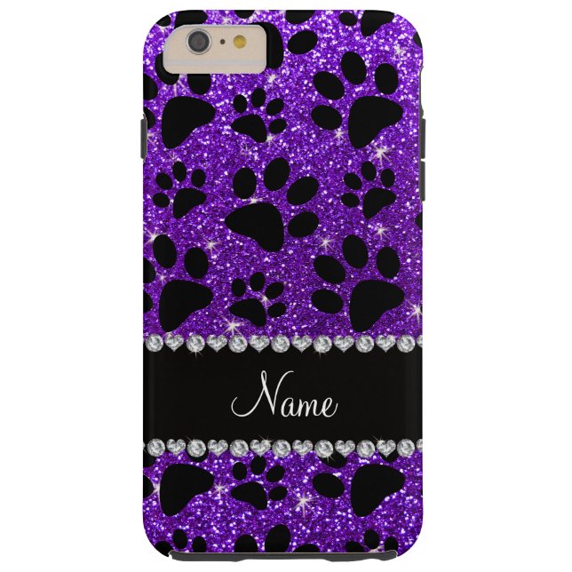 Custom name indigo purple glitter black dog paws Case-Mate iPhone case (Back)