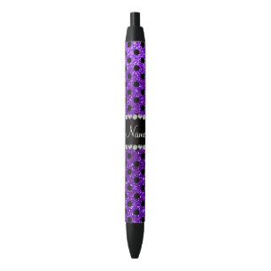 Custom name indigo purple glitter black polka dots ink pen