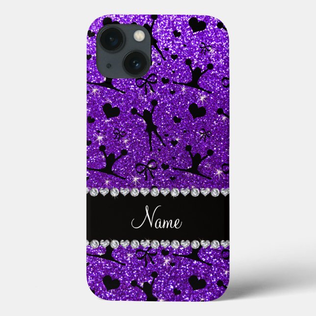 Custom name indigo purple glitter cheerleading Case-Mate iPhone case (Back)