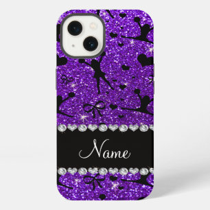 Custom name indigo purple glitter cheerleading iPhone case