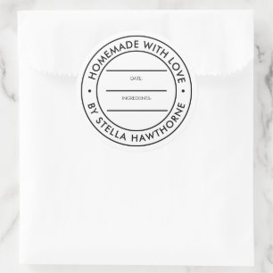 Custom Name Ingredients Date Homemade With Love Classic Round Sticker