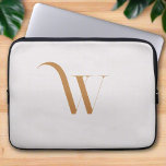 Custom Name Initial l Clean Beige & Brown Script  Laptop Sleeve<br><div class="desc">These designs often feature personalised monograms that use the individual's initials or name,  making it a unique product. The natural wood colours used in the designs are also eye-catching and provide a fresh,  modern look.</div>