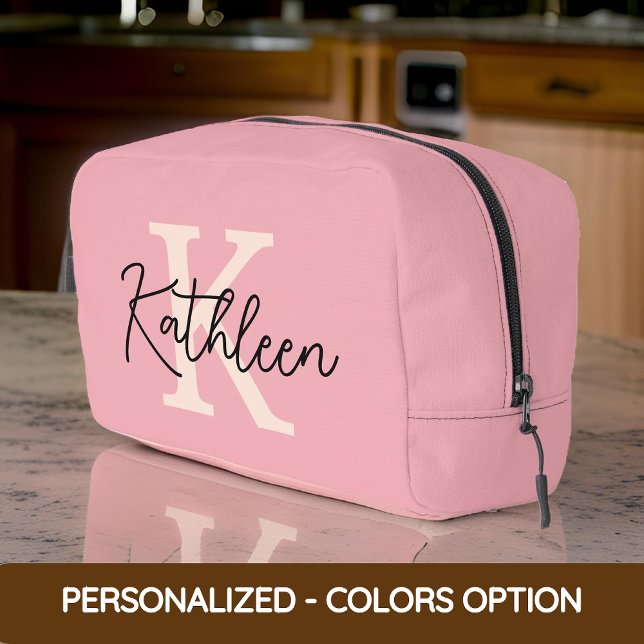 Custom Name Initial Makeup Bag Gift for Bridesmaid (pink custom name bag, initial bag for women, bridesmaid gift bag, cosmetic bag for her, GIFT FOR HER)