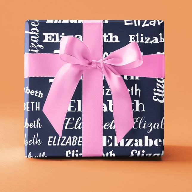 Custom Name Initial Monogram Blue White Gift Wrapping Paper (Custom Name Initial Monogram Blue White Gift Wrapping Paper)