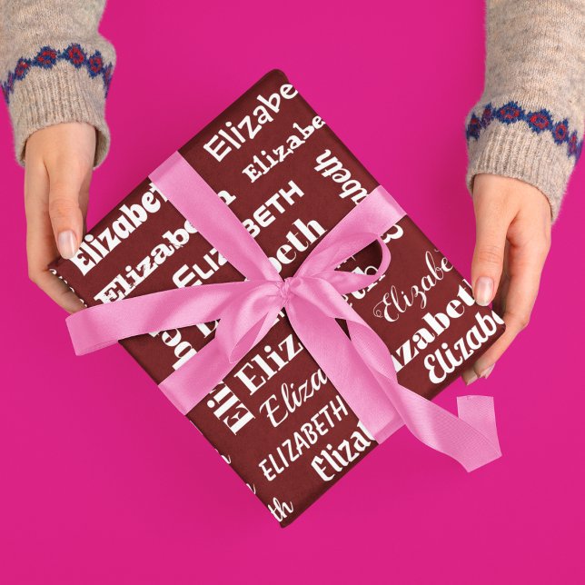 Custom Name Initial Monogram Maroon red White Gift Wrapping Paper (Custom Name Initial Monogram Maroon red White Gift Wrapping Paper)