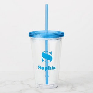 Custom Name Initial Solid Colour Acrylic Tumbler