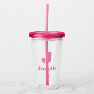 Custom Name Initial Solid Colour  Acrylic Tumbler