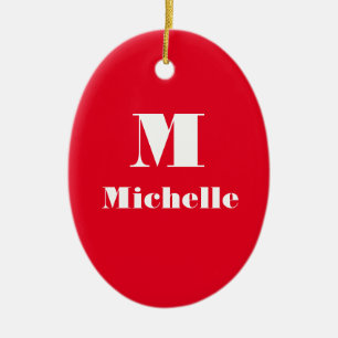 Custom Name Initial Solid Colour Ceramic Ornament