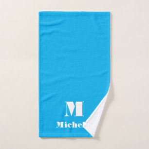 Custom Name Initial Solid Colour Hand Towel