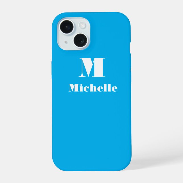 Custom Name Initial Solid Colour  iPhone 15 Case (Back)