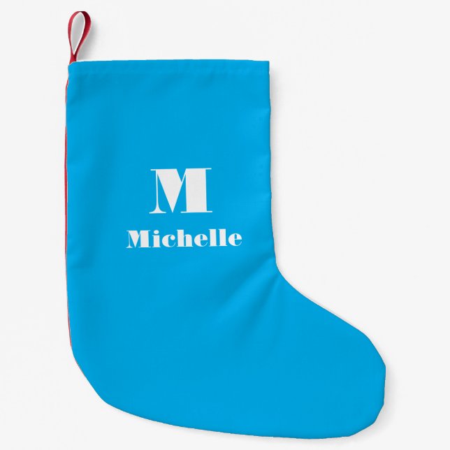 Custom Name Initial Solid Colour  Small Christmas Stocking (Front)