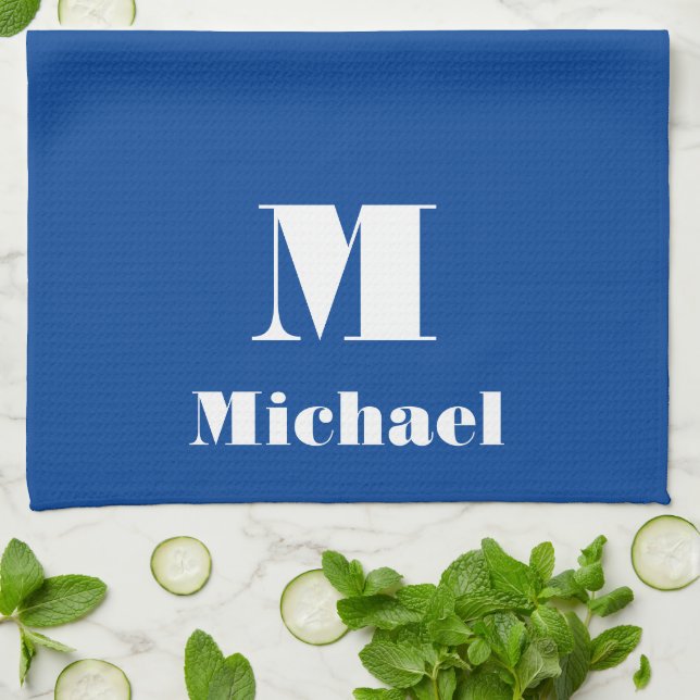 Custom Name Initial Solid Colour  Tea Towel (Folded)
