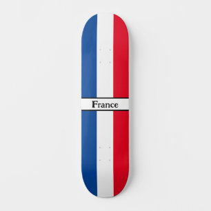 Custom Name Initials Blue, White & Red Skateboard