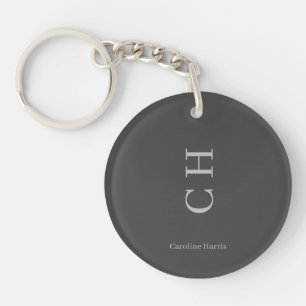 Custom Name & Initials Design Grey Key Ring