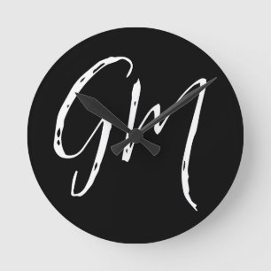 Custom name Initials personalised two letters Round Clock