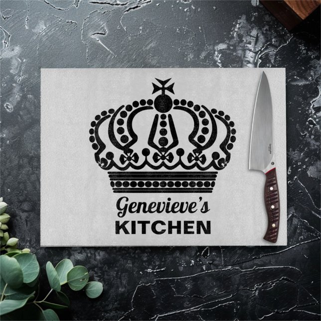 Custom Name Intricate Crown  Cutting Board (Creator Uploaded)