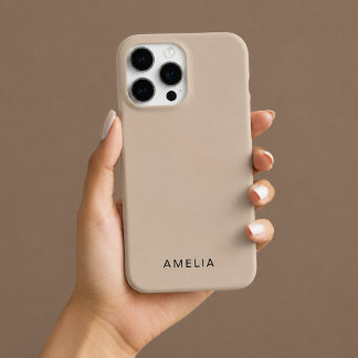 Custom Name iPhone Case Beige Colour