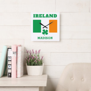 Custom Name Ireland Square Wall Clock